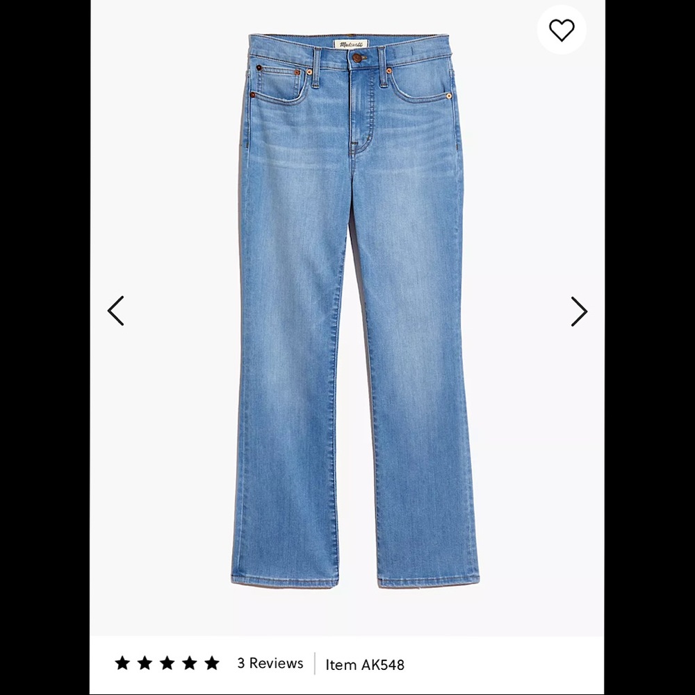 Madewell Cali Demi Jean in Barnard Light Wash sz 26